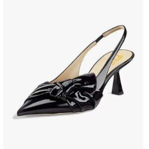 FYS Black Bowknot Slingback High Heel Pointed Toe Slip On Pumps Dress Shoes